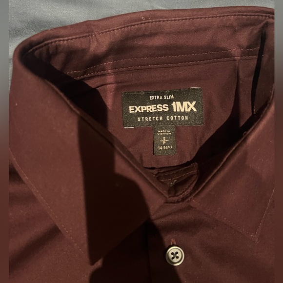 Express Men’s Dress Shirt Size S Extra Slim Fit Maroon - Picture 2 of 2